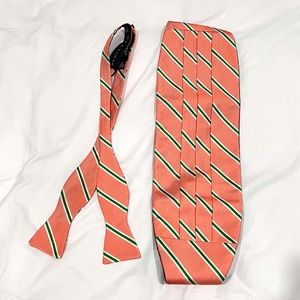 Collared Greens Striped Bow Tie and Cummerbund Set